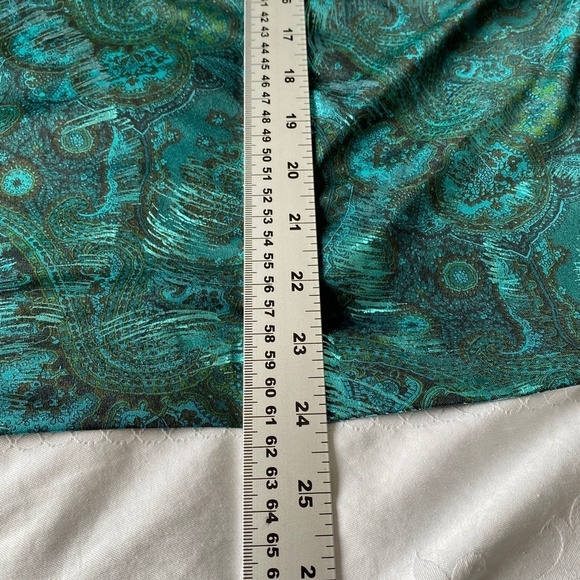 Bernard Cowan Vintage Satin Blouse Green Metallic Mock Neck Size 11/12 - Picture 12 of 13